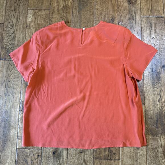 Rena Rowan Womens Silk Shirt Plus Size 16 Short Sleeve Vintage Shoulder Pads - Picture 5 of 5